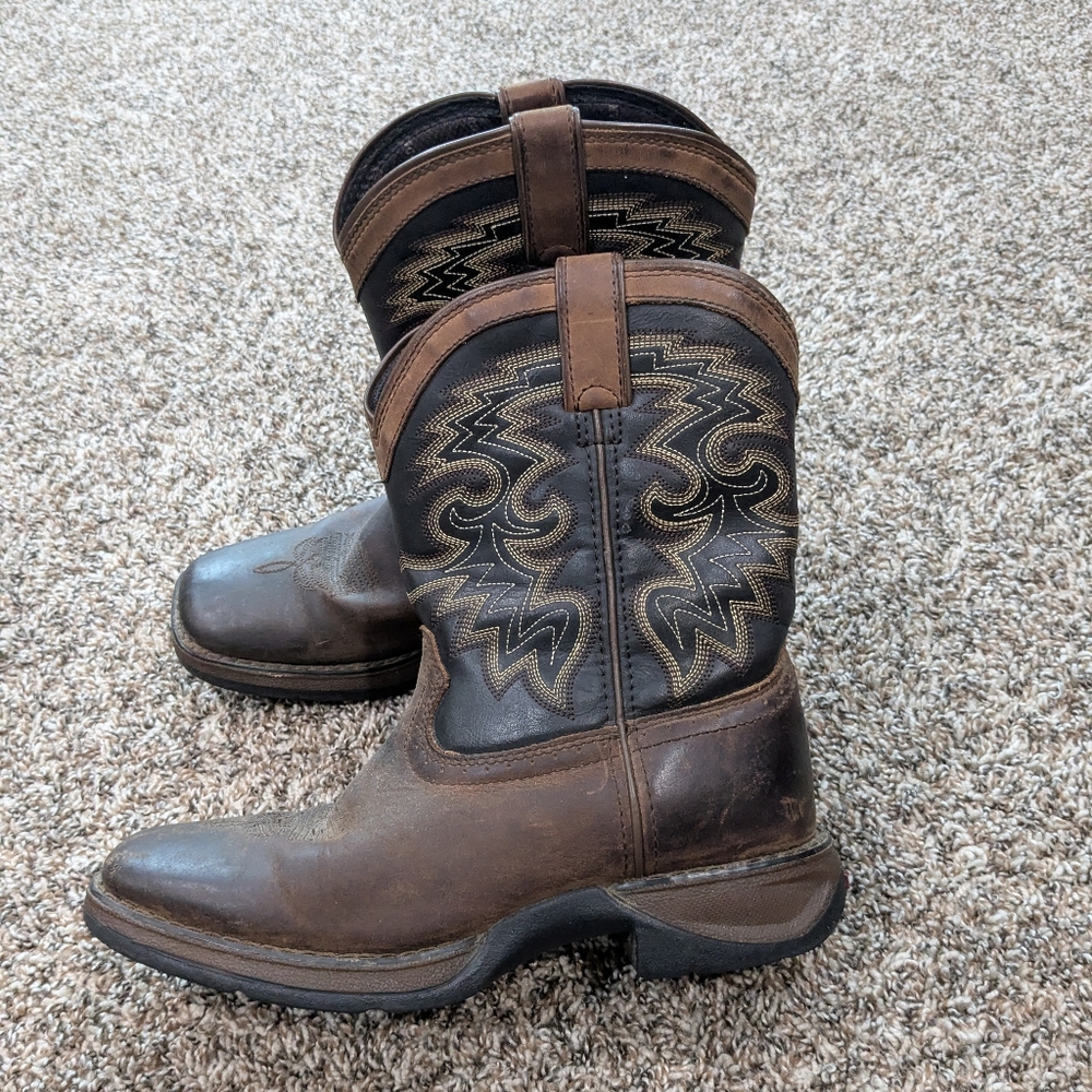 Kids Brown Western Pull-On Cowboy Boots